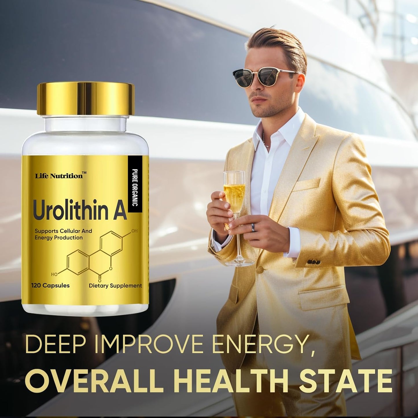 3000mg Urolithin A+ Capsules for Enhanced Strength - 120 Count, Made in USA - Advanced Cellular Health Support & Vitality Boost