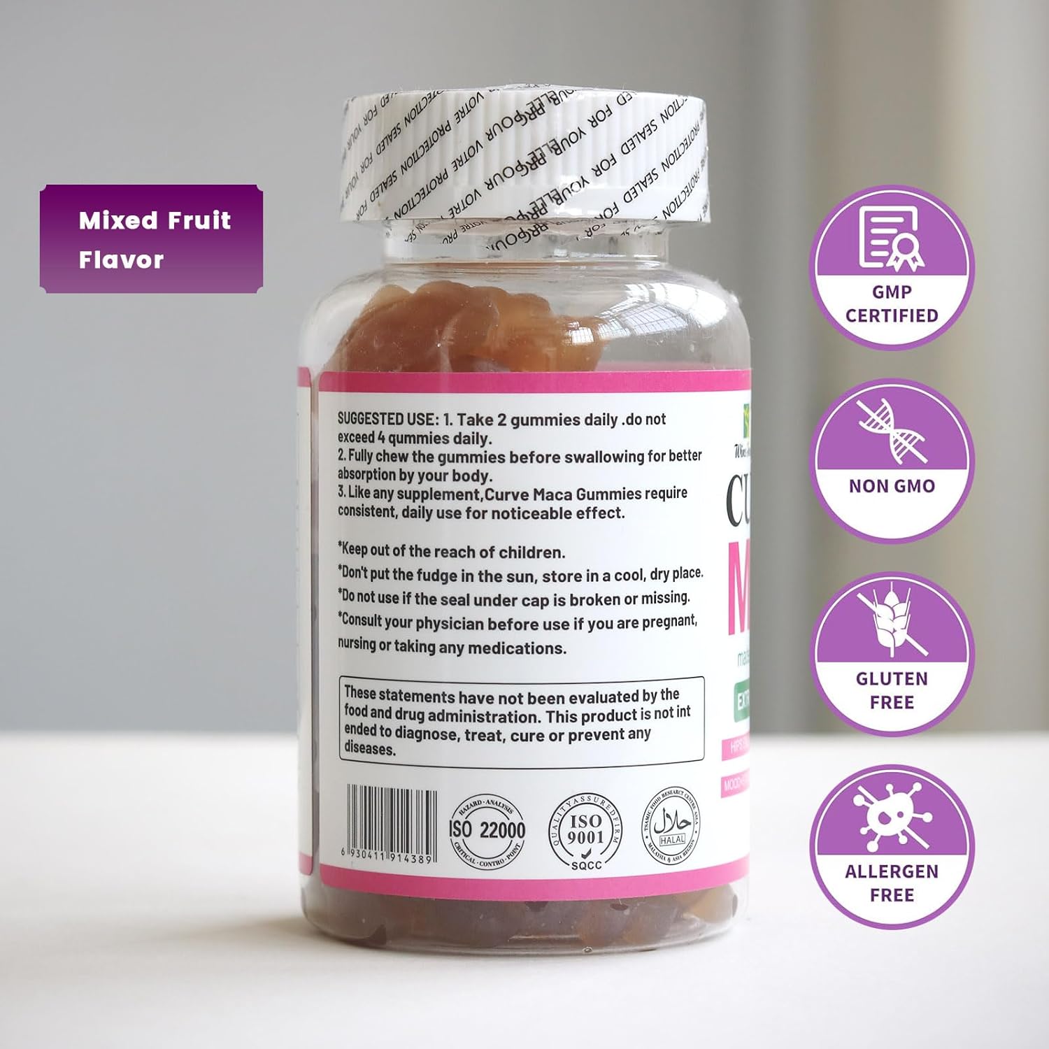 3000mg Wins Town Curve Maca Gummies for Butt/HIPS Enlargement, Hormonal Balance - 60 Count, Mixed Fruit Flavor