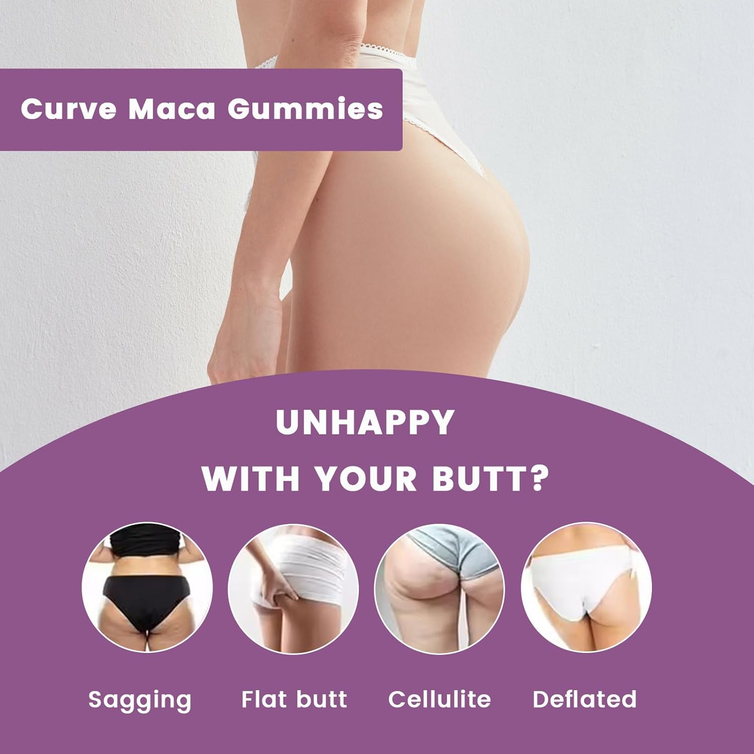 3000mg Wins Town Curve Maca Gummies for Butt/HIPS Enlargement, Hormonal Balance - 60 Count, Mixed Fruit Flavor