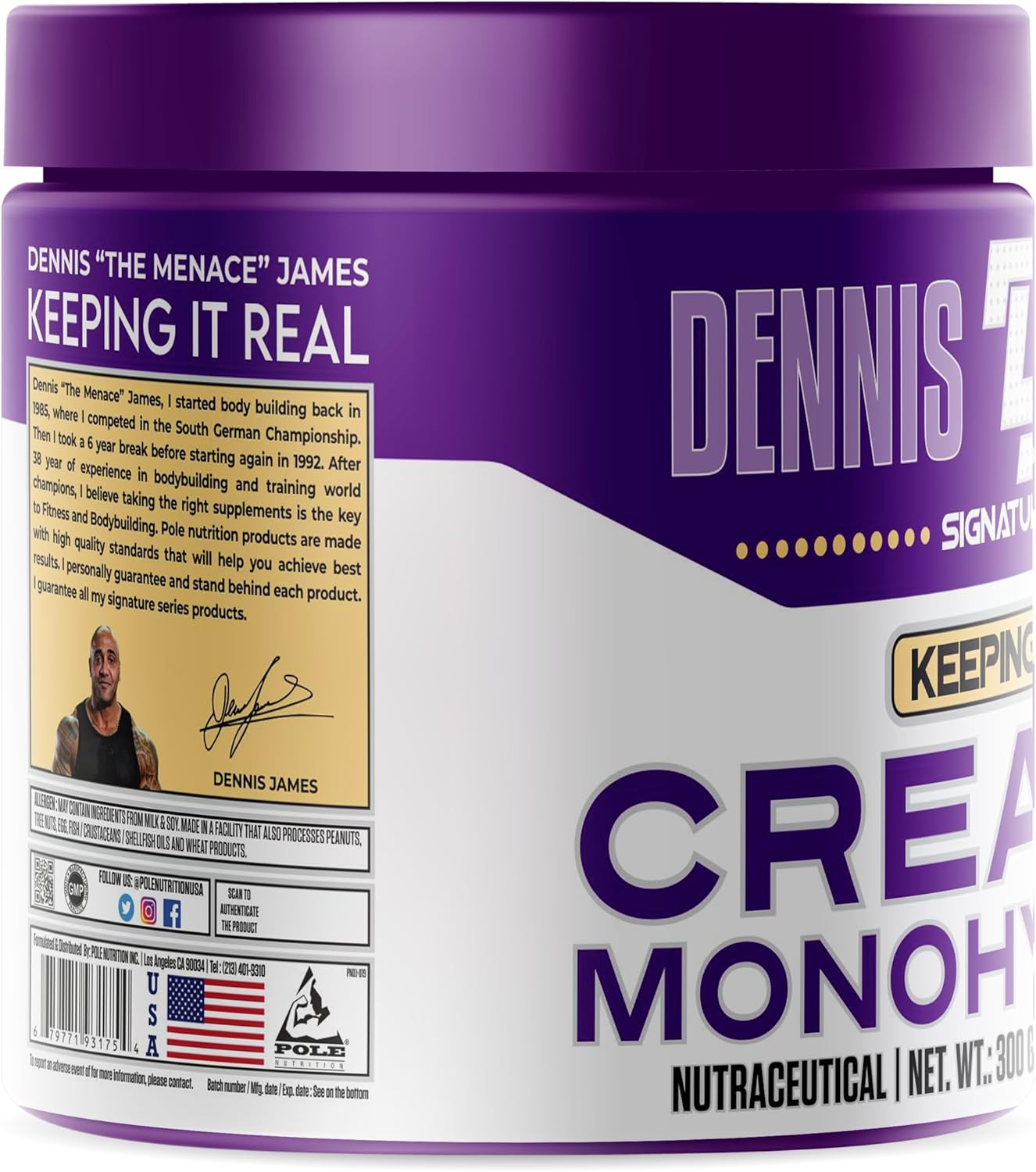 300g DENNIS JAMES Signature Series Creatine Monohydrate - 100 Servings - Premium Micronized Formula for Strength, Muscle Growth & Recovery