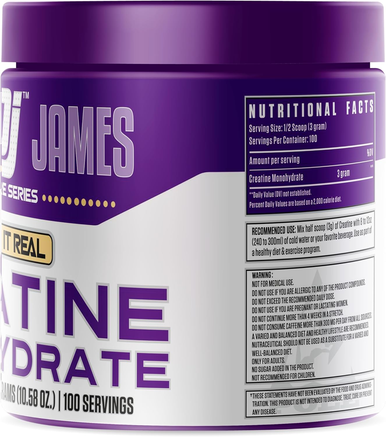 300g DENNIS JAMES Signature Series Creatine Monohydrate - 100 Servings - Premium Micronized Formula for Strength, Muscle Growth & Recovery