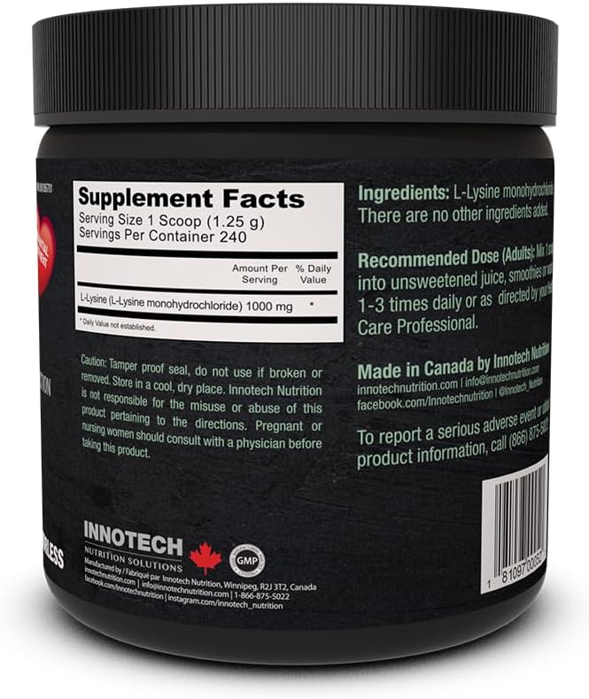 300g Innotech Nutrition L-Lysine Powder - Pure L-Lysine Supplement
