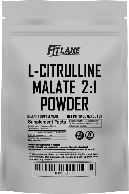 300g L Citrulline Malate 2:1 Powder - Free Form Amino Acid Pre Workout Supplement - Raw & Pure - Bulk Ingredient by Fit Lane Nutrition