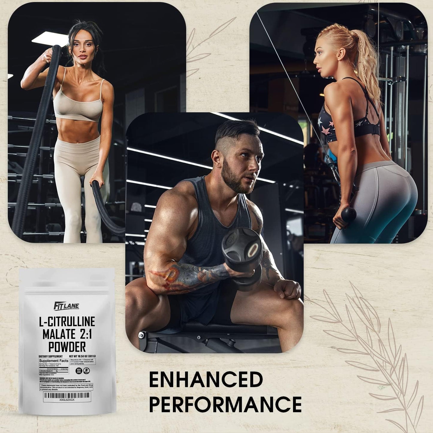 300g L Citrulline Malate 2:1 Powder - Free Form Amino Acid Pre Workout Supplement - Raw & Pure - Bulk Ingredient by Fit Lane Nutrition