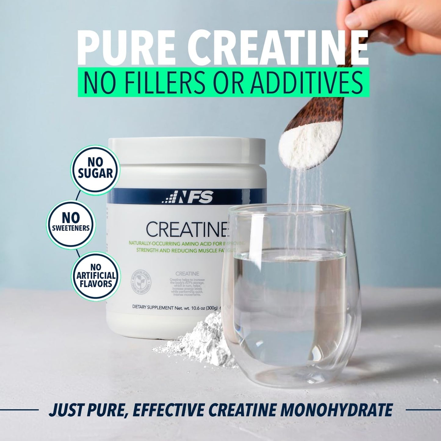 300g NF Sports Creatine Energy Protein Powder for Muscle Recovery & Strength - Unflavored Sports Drink Dietary Supplement, No Artificial Flavors - 60 Servings