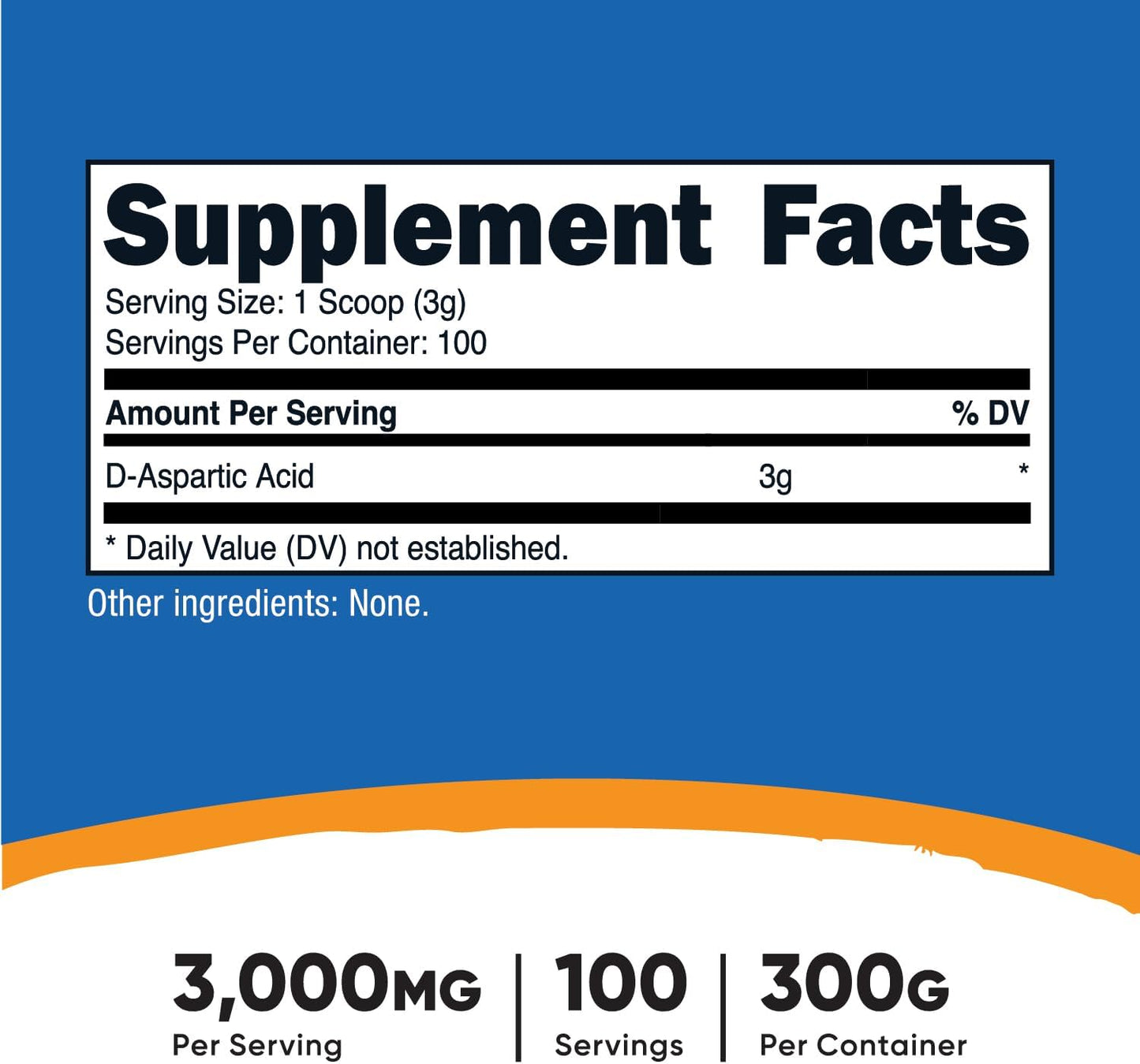 300G Nutricost D-Aspartic Acid (DAA) Powder - 100% Pure D Aspartic Acid Supplement