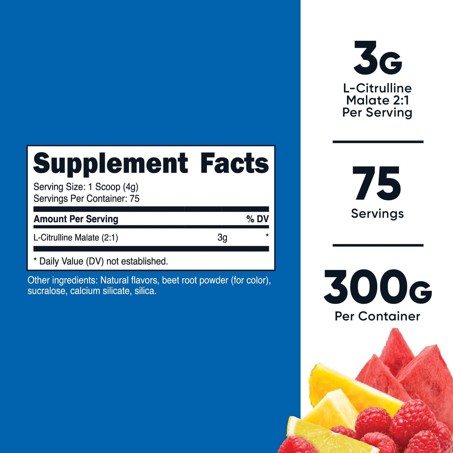 300g Nutricost L-Citrulline Malate 2:1 Fruit Punch Powder - Boosts Muscle Performance, Nitric Oxide & Workout Support - 75 Servings