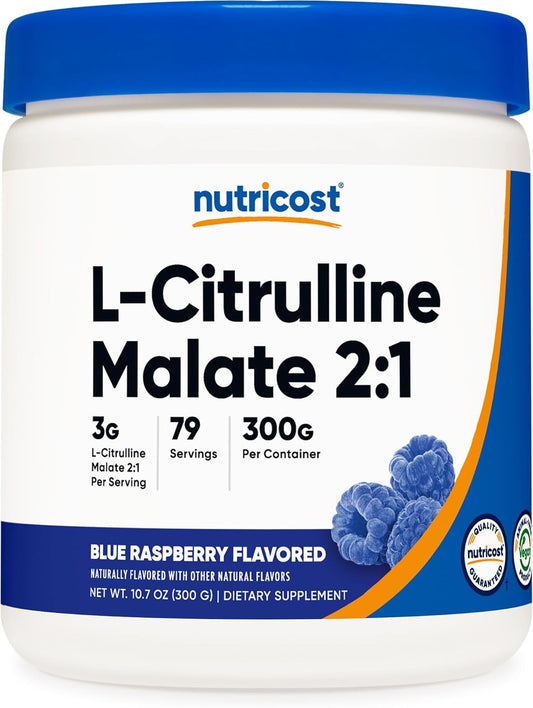 300g Nutricost L-Citrulline Malate 2:1 Powder - Blue Raspberry Flavor