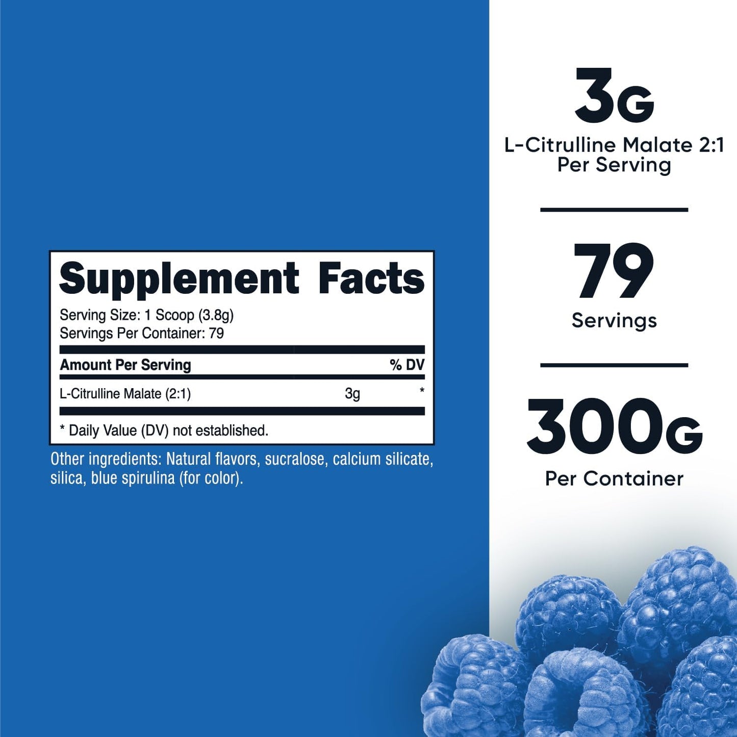 300g Nutricost L-Citrulline Malate 2:1 Powder - Blue Raspberry Flavor