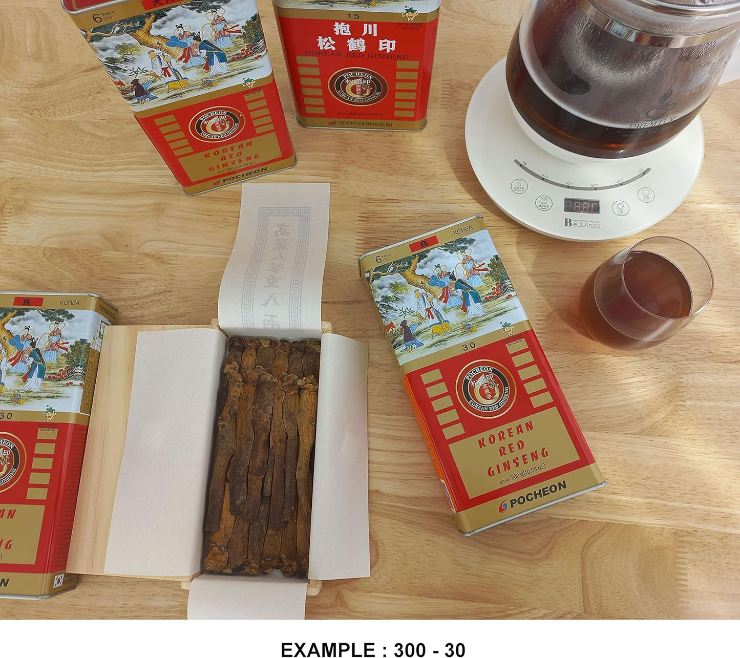 300g Pocheon Korean Red Ginseng Canned Dried Roots - 24 Roots, 6 Years, Good Grade 300-40