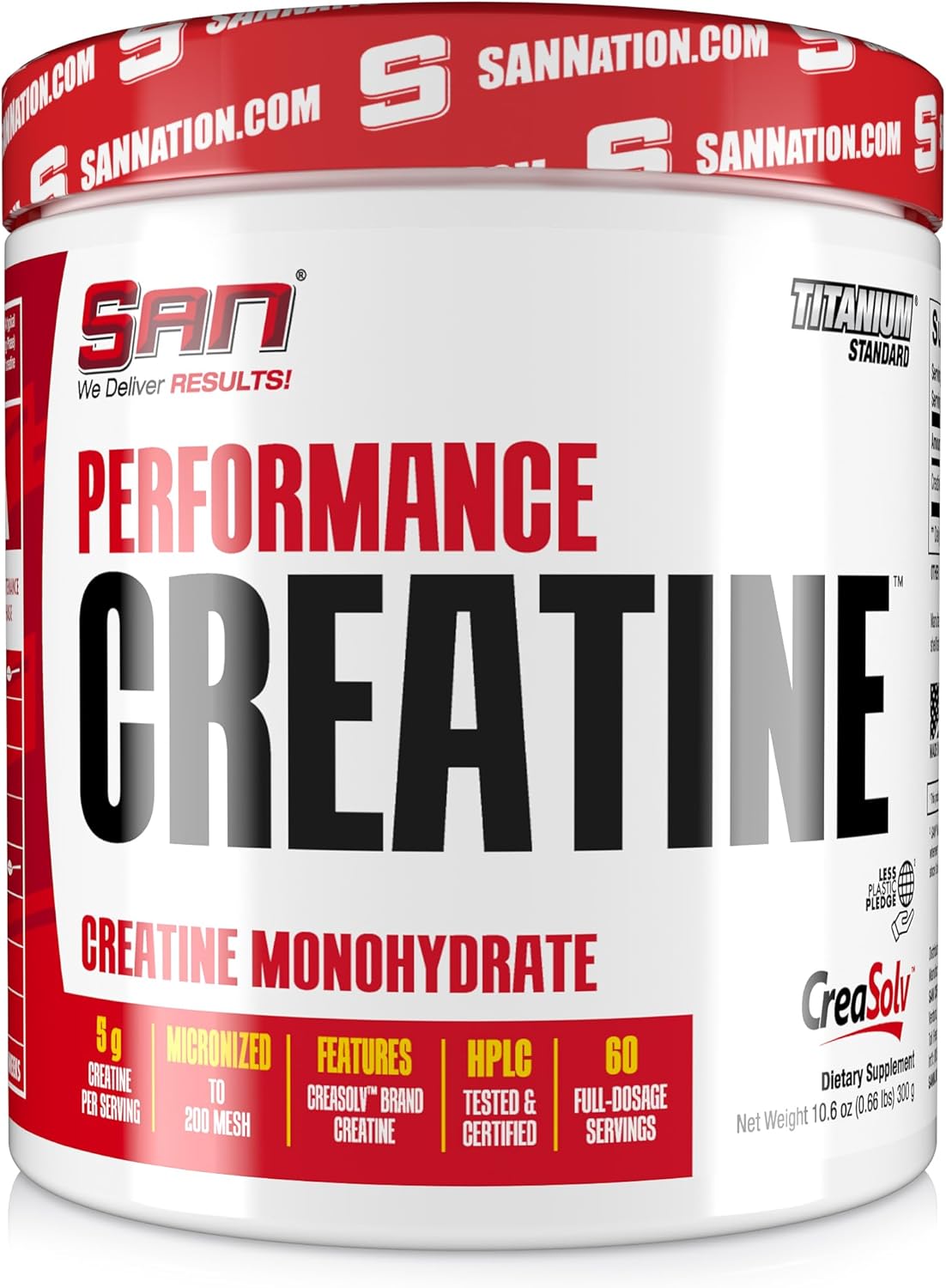 300g SAN Performance Creatine: Enhances Muscle Growth and Athletic Stamina, 60 Servings