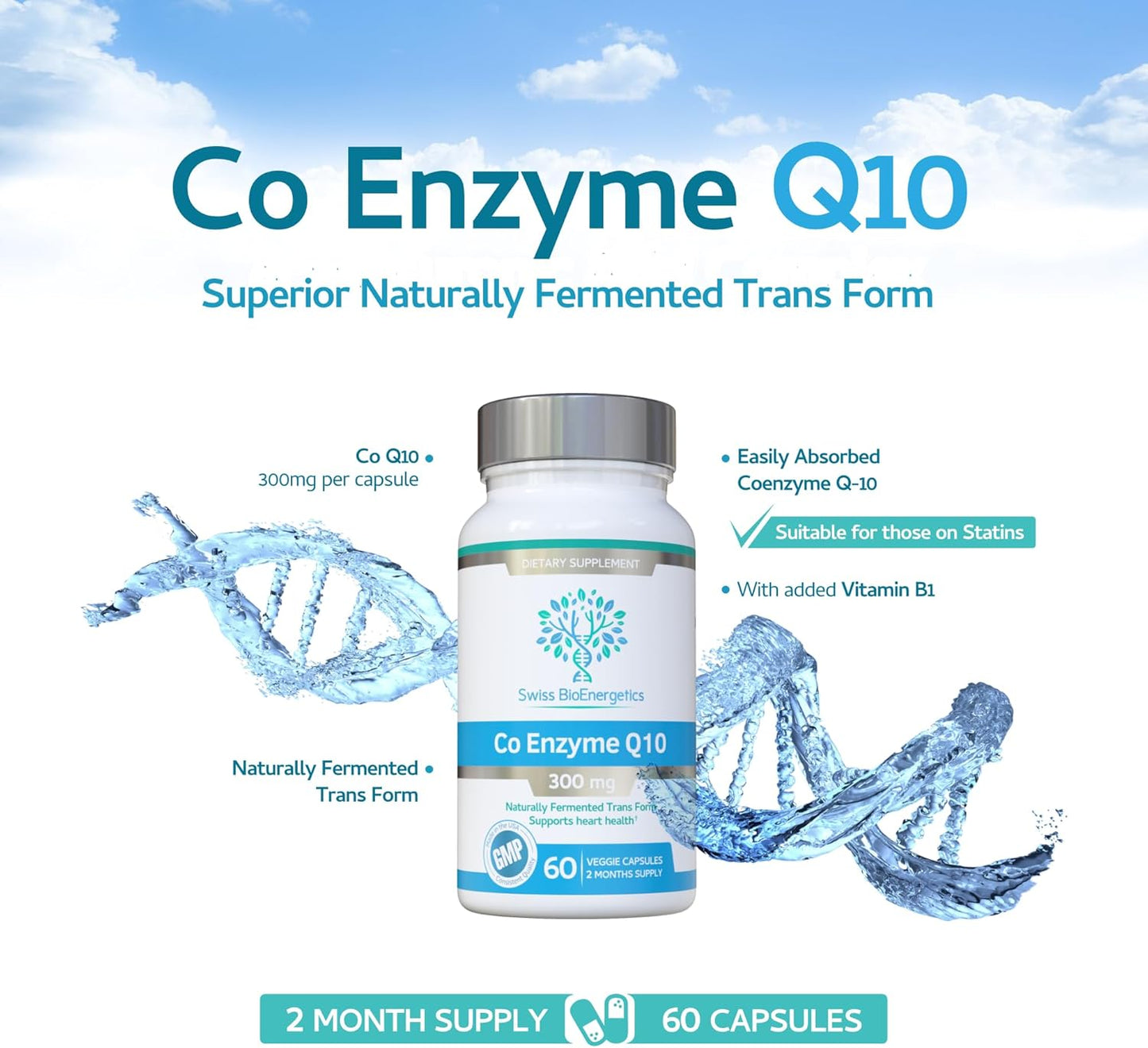 300mg CoQ10 Capsules - Swiss Bioenergetics Superior Fermented Trans Formulation
