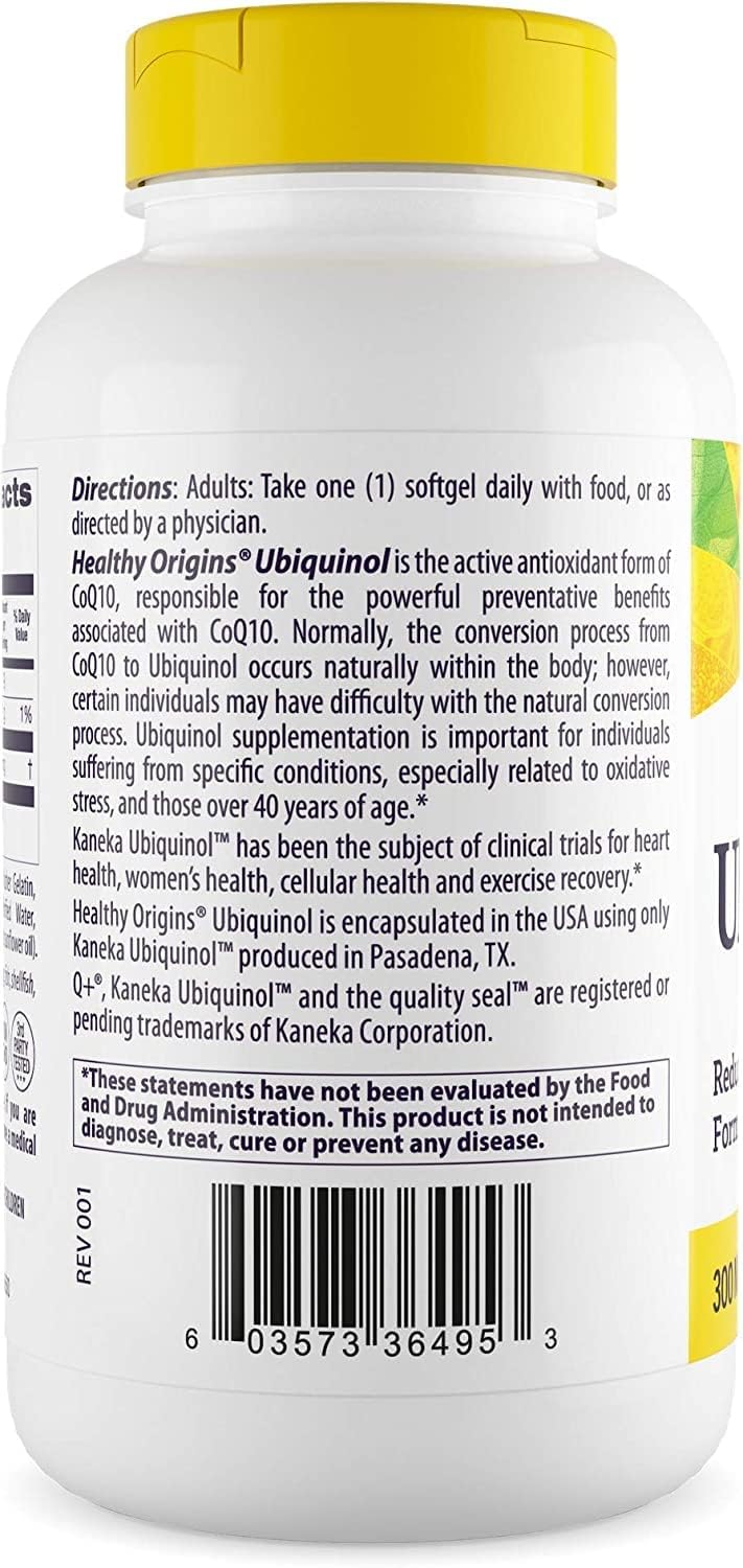 300mg Healthy Origins Ubiquinol Softgels - Heart Health & Antioxidant Support - Kaneka Ubiquinol Supplement - Gluten-Free & Non-GMO - 150 Capsules