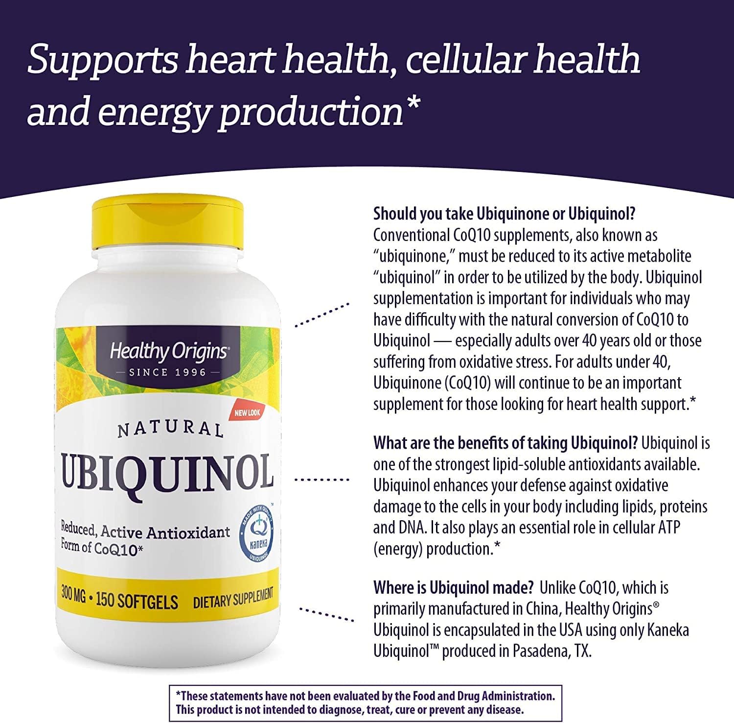 300mg Healthy Origins Ubiquinol Softgels - Heart Health & Antioxidant Support - Kaneka Ubiquinol Supplement - Gluten-Free & Non-GMO - 150 Capsules