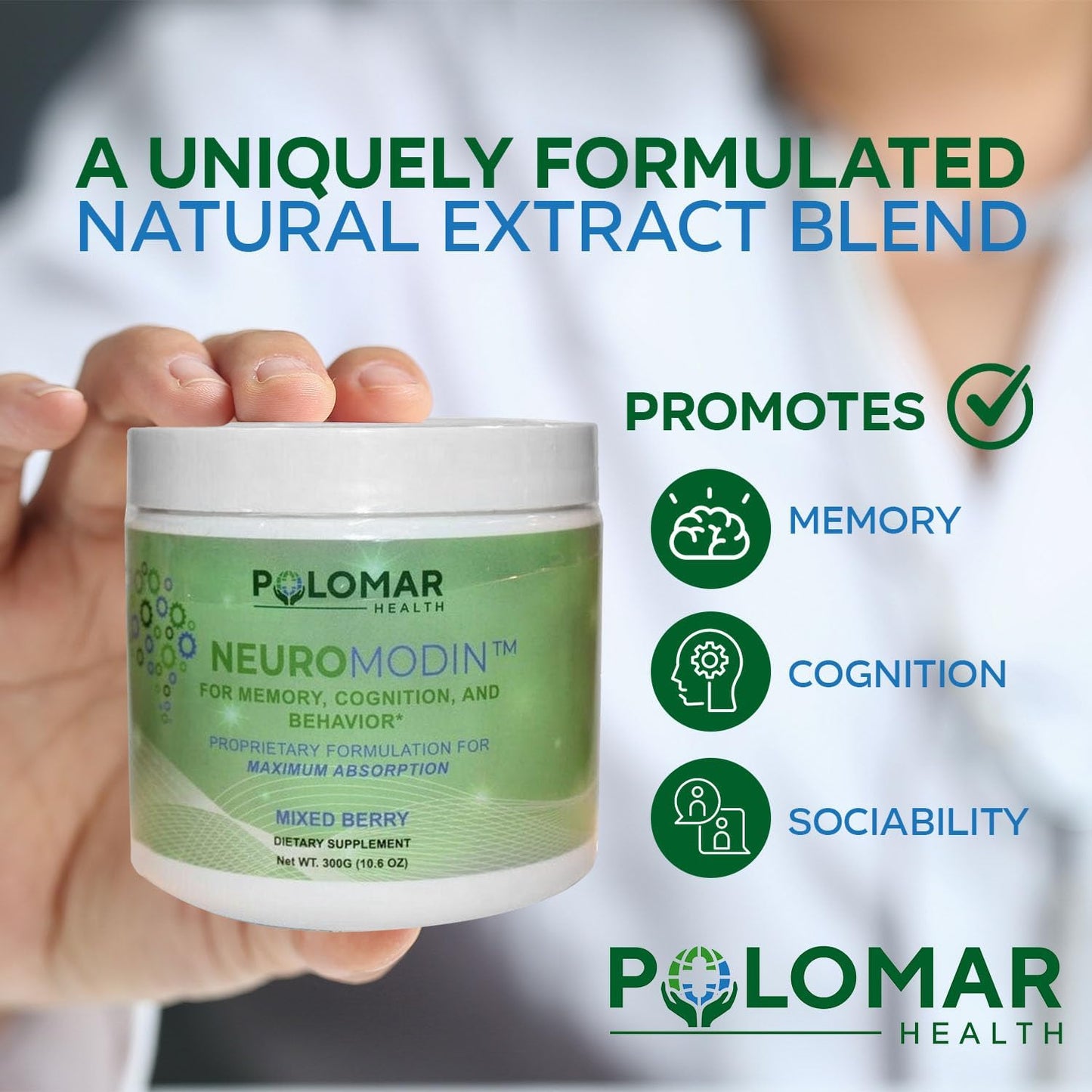 300mg Neuromodin Piperine Powder & Japanese Knotweed Memory and Focus Supplement for Enhanced Brain Health and Cognition - Boost Memory and Sociability with Natural Ingredients