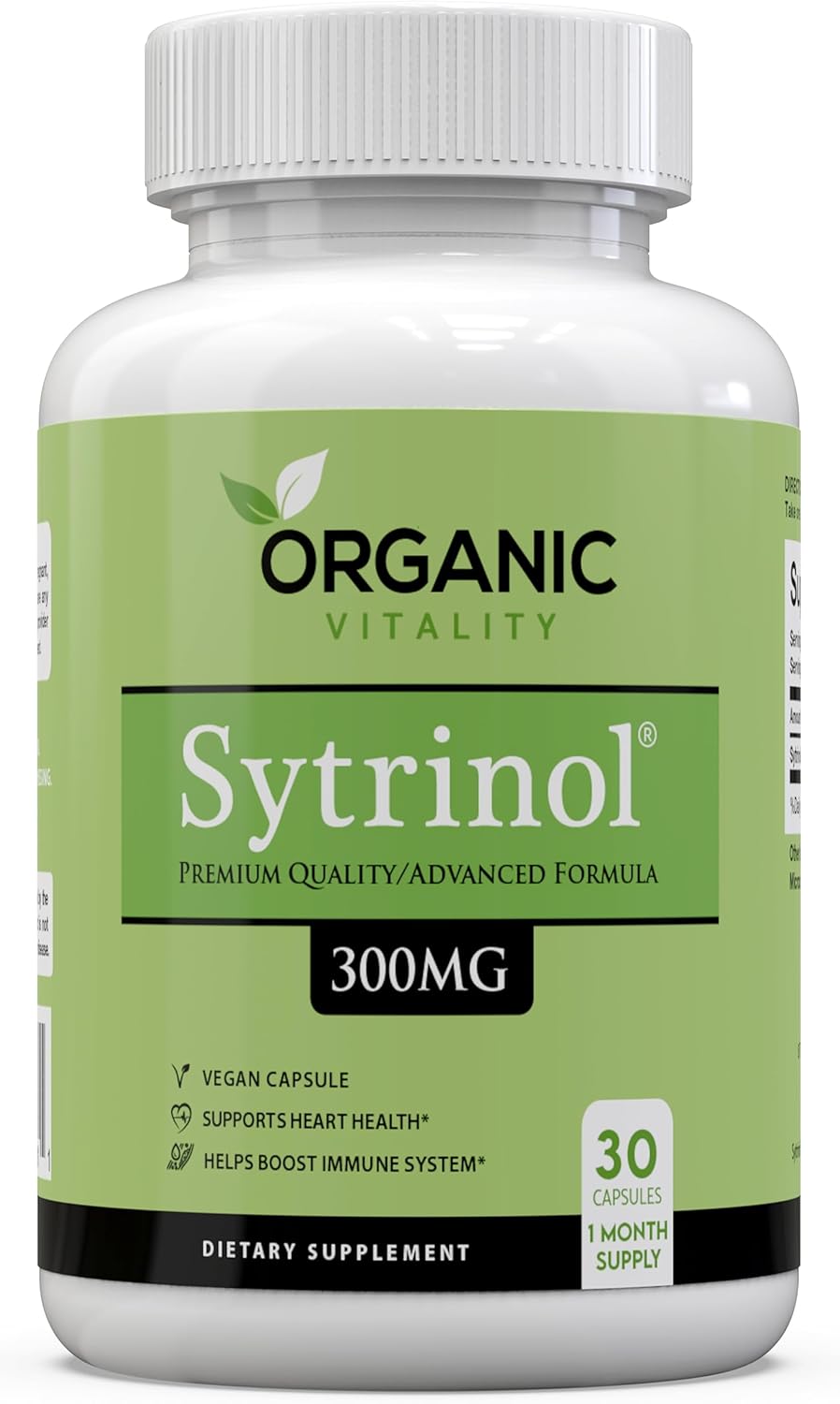 300mg Organic Vitality Sytrinol Supplement - Pure Sytrinol for Overall Health - 30 Veggie Capsules