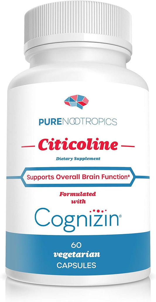 300mg Pure Nootropics CDP Choline Capsules - 60 Veg Caps, Cognitive Support, Memory, Attention, Brain Health, Bioavailable Citicoline