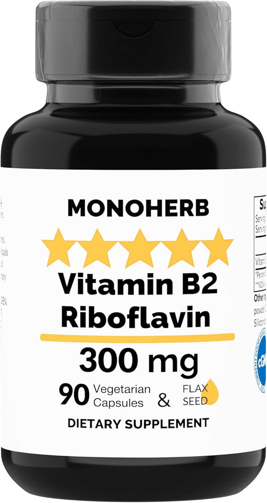 300mg Riboflavin Capsules for Migraine Relief - 90 Count