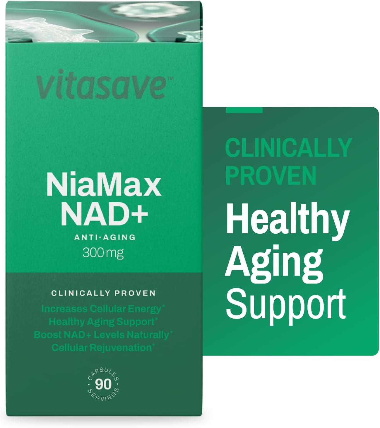 300mg Vitasave NiaMax NAD+ Supplement - Boost Cellular Energy & Cognitive Health - Non-GMO, Vegan, Gluten-Free Formula