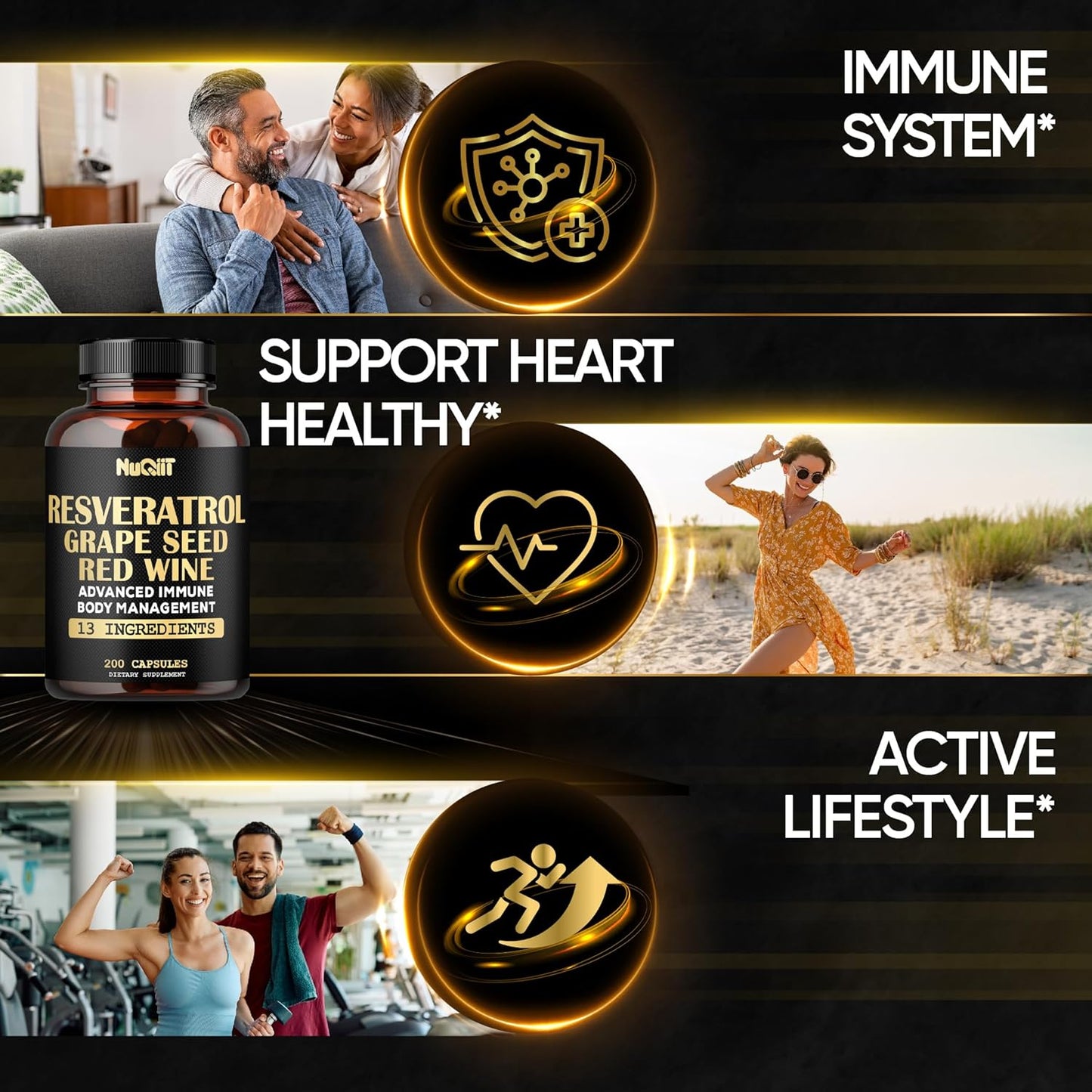30:1 Trans Resveratrol Supplement 1000mg with Red Wine Extract - Immune & Body Management Complex - 200 Capsules