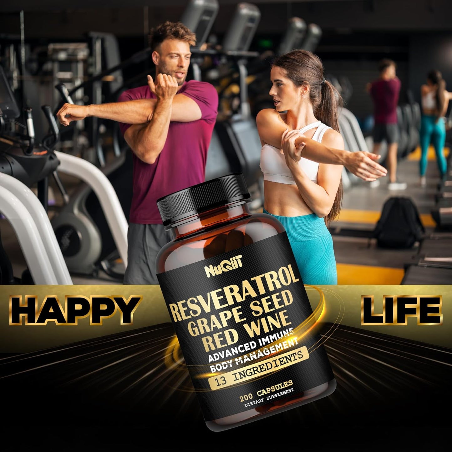 30:1 Trans Resveratrol Supplement 1000mg with Red Wine Extract - Immune & Body Management Complex - 200 Capsules