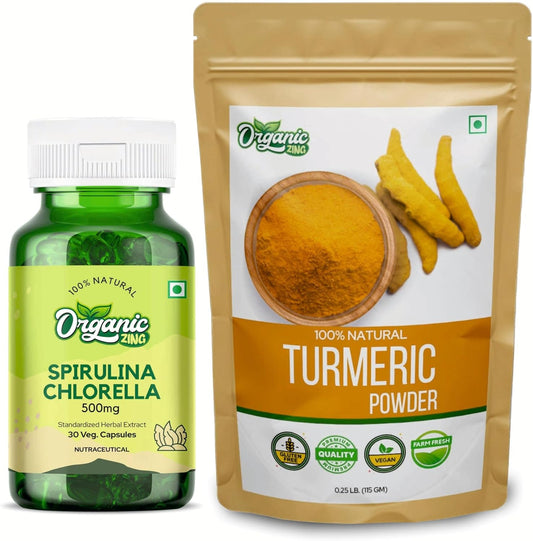 30Cap Spirulina Capsules + 115g Turmeric Powder for Natural Wellness