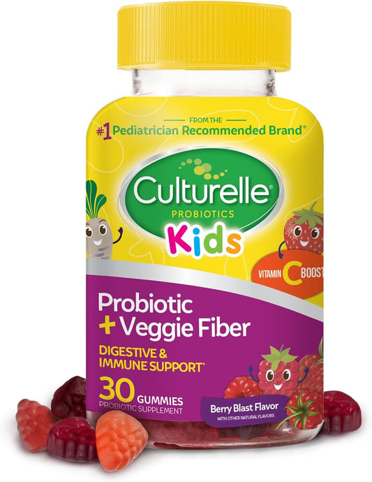 30CT Culturelle Daily Probiotic Capsules + Kids Probiotic & Veggie Fiber Gummies for Digestive & Immune Support