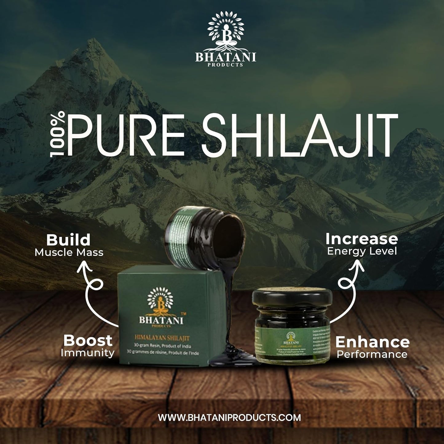 30g Authentic Himalayan Shilajit Resin with 82% Fulvic Acid | Lab Tested at 18000 ft | Sold by Bhatani Products