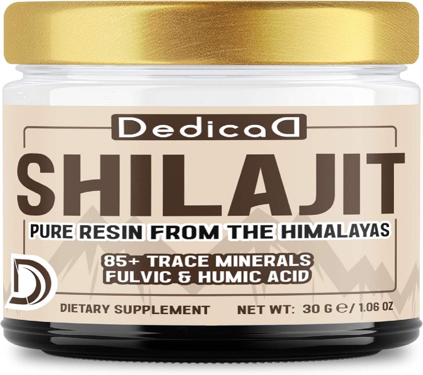 30g DEDICAD Shilajit Pure Himalayan Organic Resin - Natural Supplement with Fulvic & Humic Acid - 60 Servings for Body Balance, Heart, Immune Health