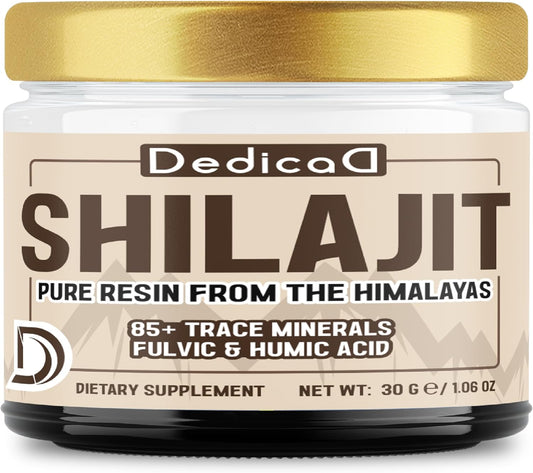 30g DEDICAD Shilajit Pure Himalayan Organic Resin - Natural Supplement with Fulvic & Humic Acid - 60 Servings for Body Balance, Heart, Immune Health