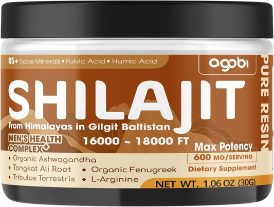 30g Organic Himalayan Shilajit Resin Supplement - Rich in 85+ Trace Minerals, Fulvic Acid, Ashwagandha, Tongkat Ali & Herbs for Immune, Energy, and Brain Health Support