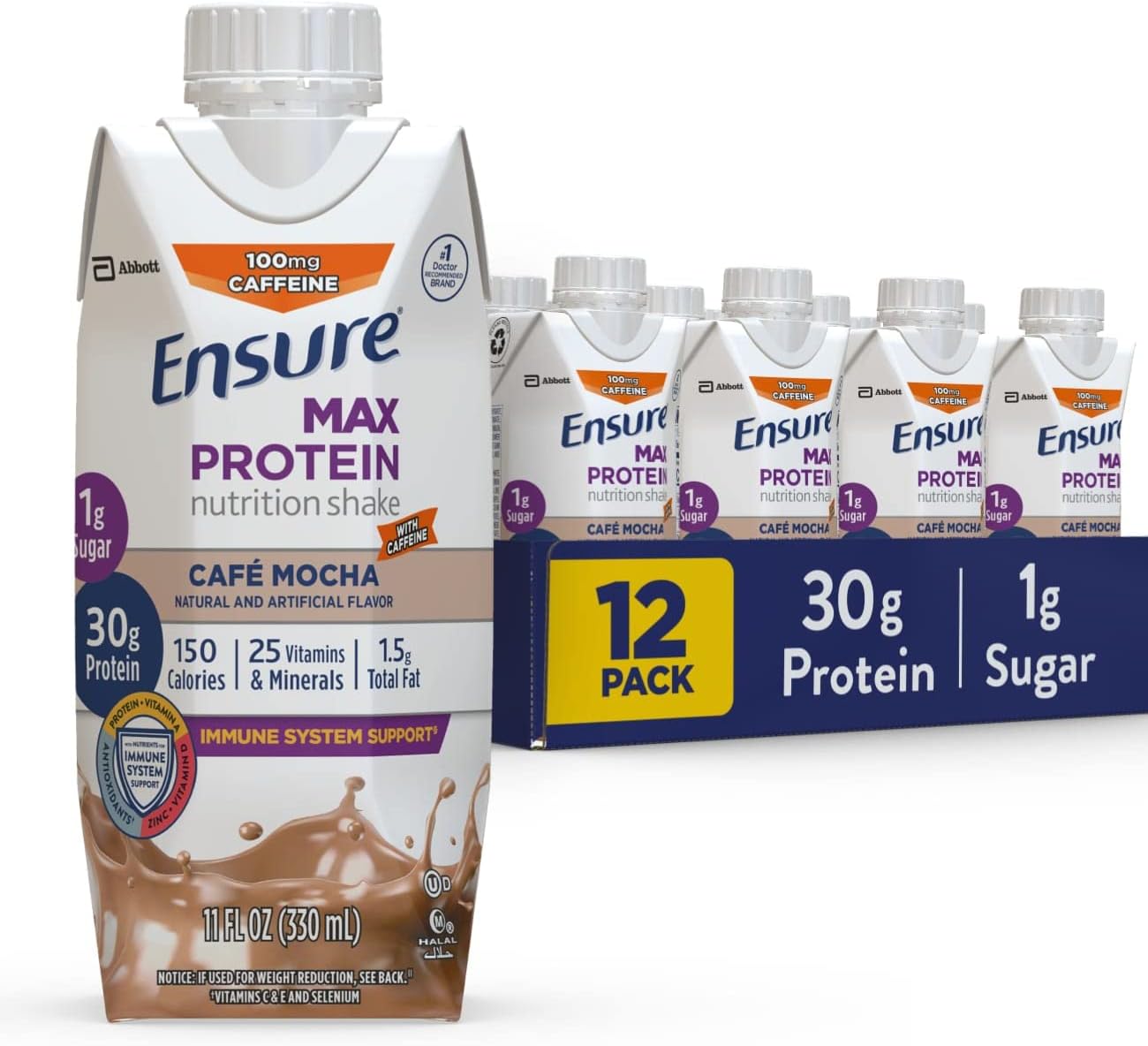 30g Protein Shake Variety Pack - Creamy Strawberry Flavor, 1g Sugar, High Protein Liquid Nutritional Shakes, 11 fl oz, Pack of 12