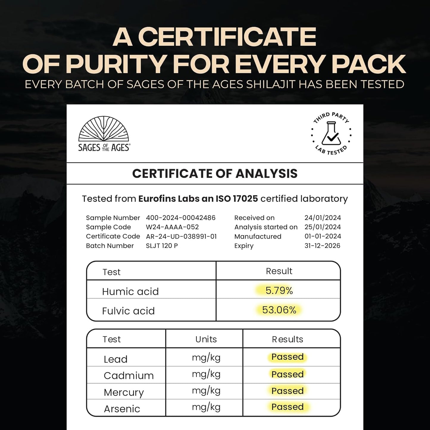 30gm Gold Grade Pure Himalayan Shilajit Resin: Lab Tested, 85+ Trace Minerals, 78% Fulvic Acid - Organic Shilajit for Men