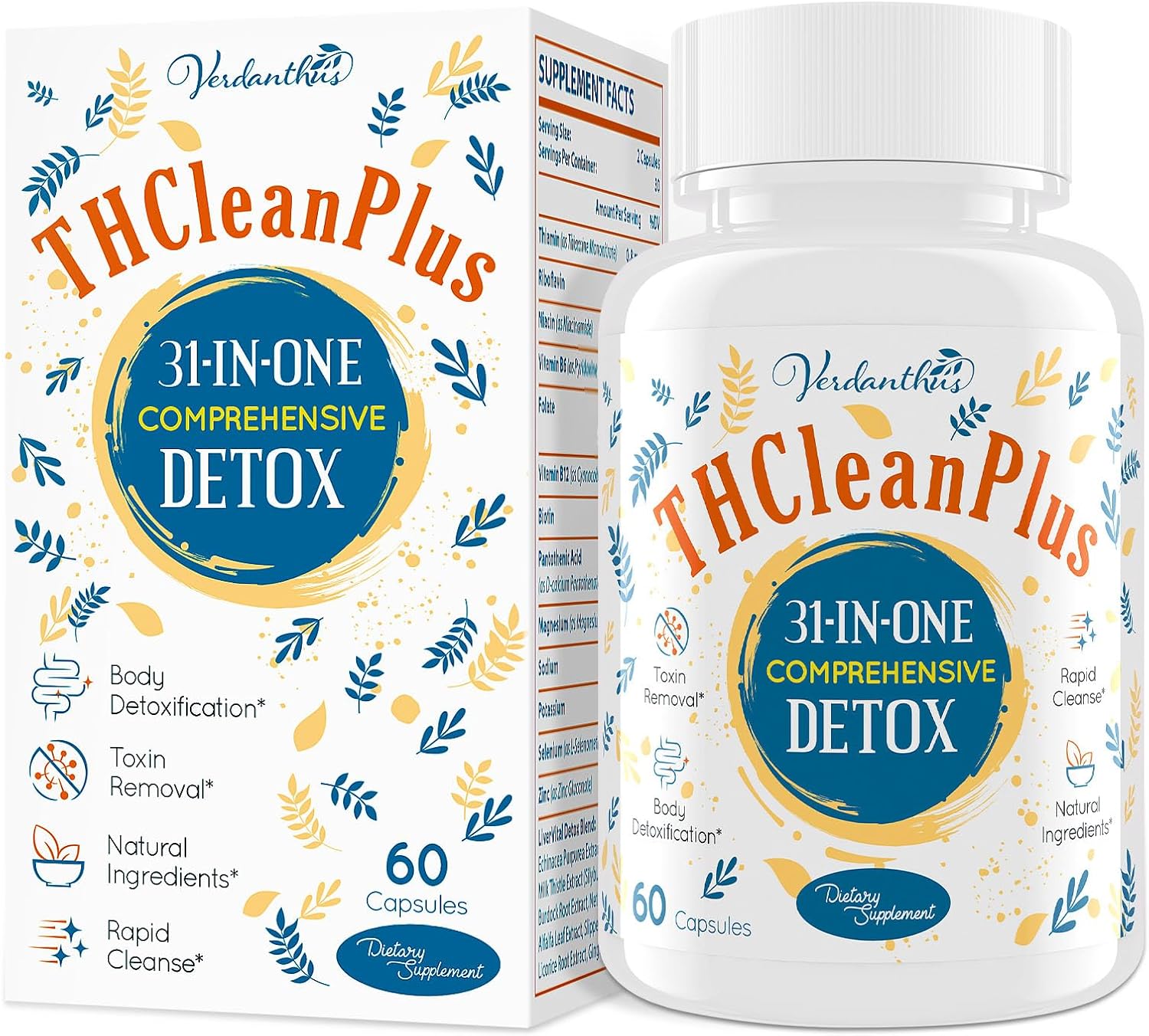 31-in-ONE Detox & Liver Cleanser Capsules for Full Body Toxin Cleanse - Herbal Formula to Support Immune System & Mood - Made in USA - 60 Count