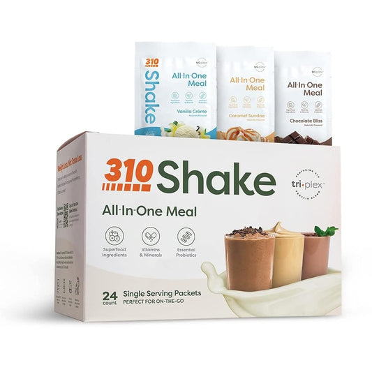 310 Nutrition All-In-One Meal Replacement Shake with New Formula, Fiber Rich Vegan Superfood Blend, Natural Sweeteners, Low Carb, Keto & Paleo Friendly, Gluten Free - Variety Shake Box with 26 Essential Vitamins & Minerals