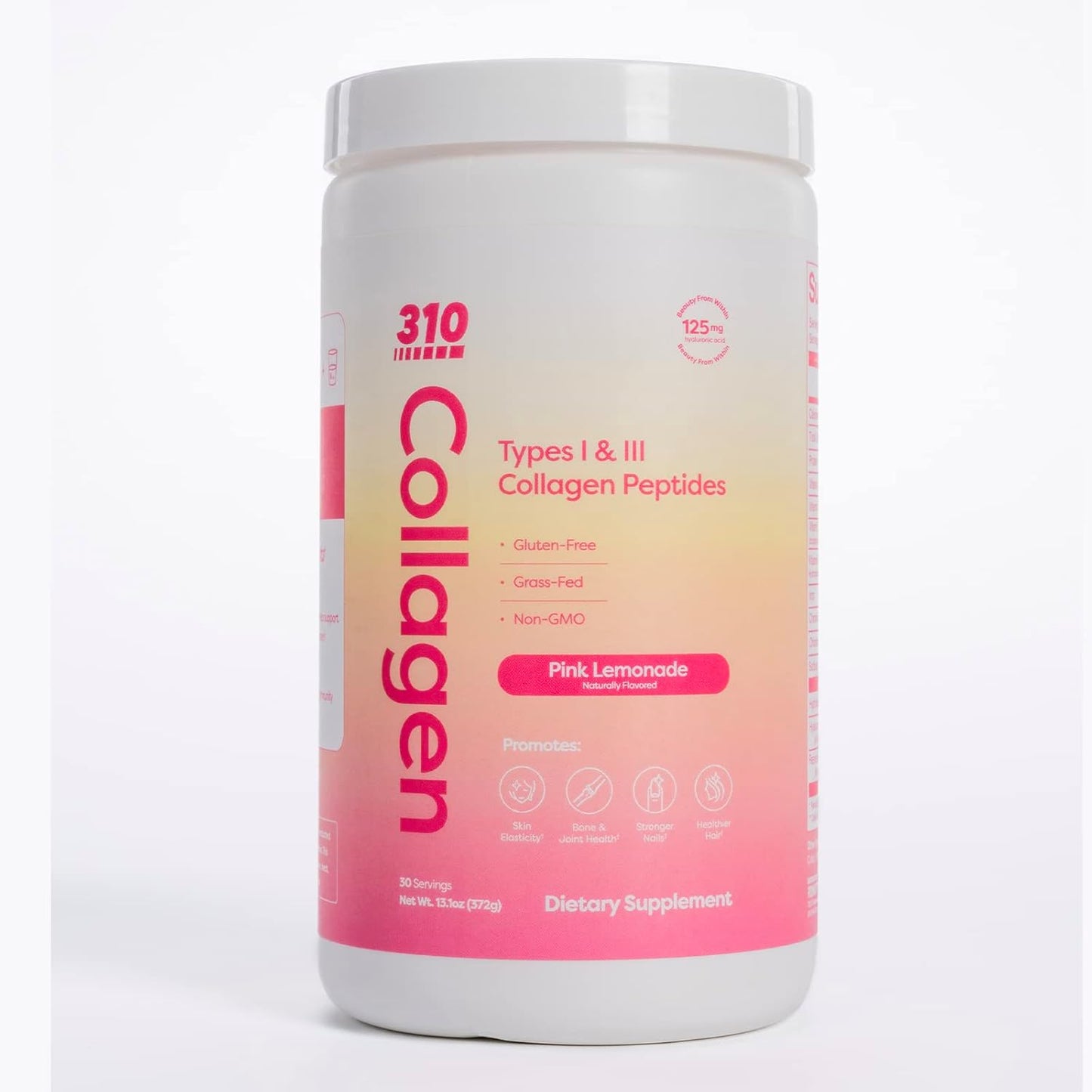 310 Nutrition Collagen Peptides Protein Powder Supplement with Multi Collagen Protein, Vitamins C, D, E - Keto Pink Lemonade 30 Servings
