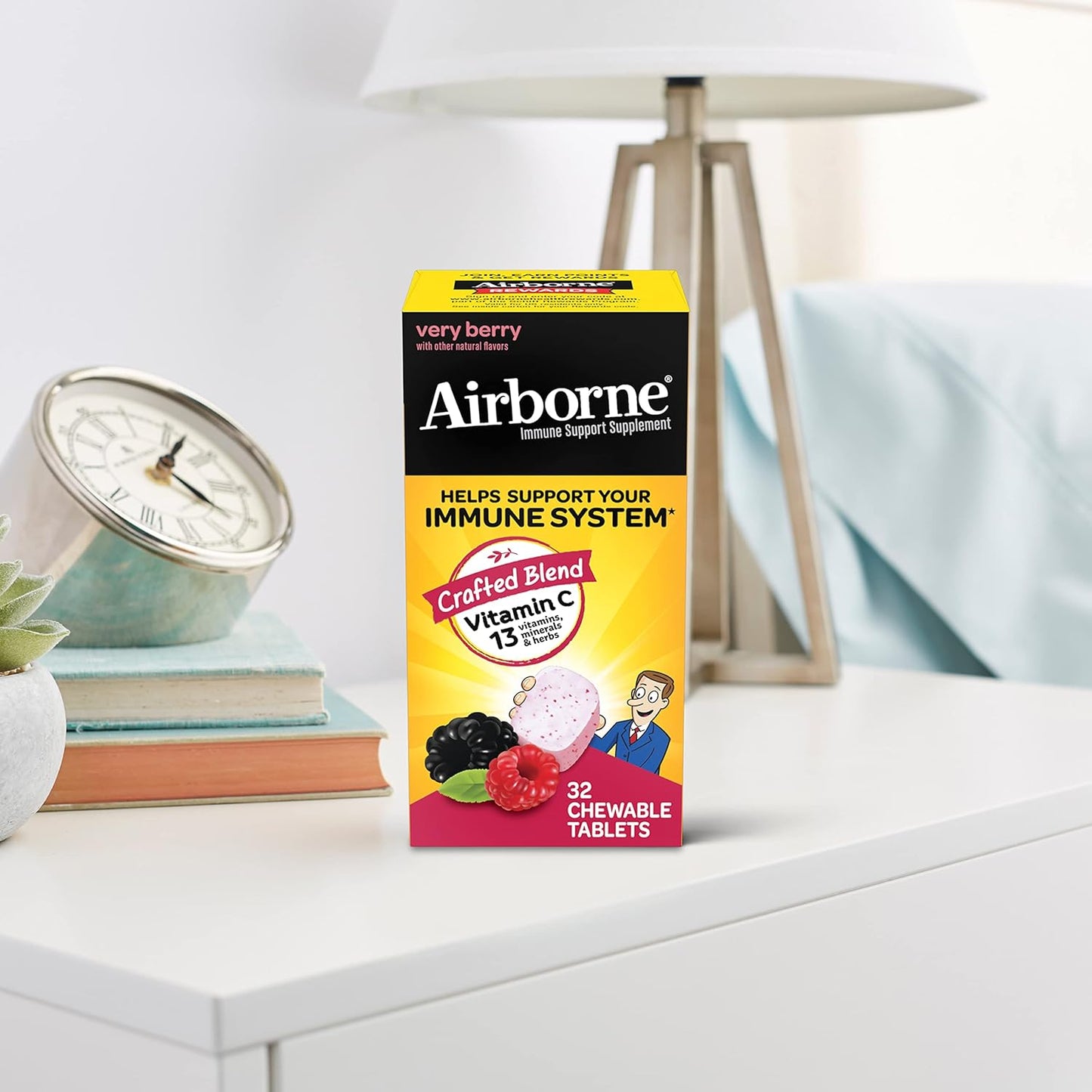 32-Count Airborne Very Berry Chewable Vitamin C Tablets for Immune Support with Zinc & Antioxidants