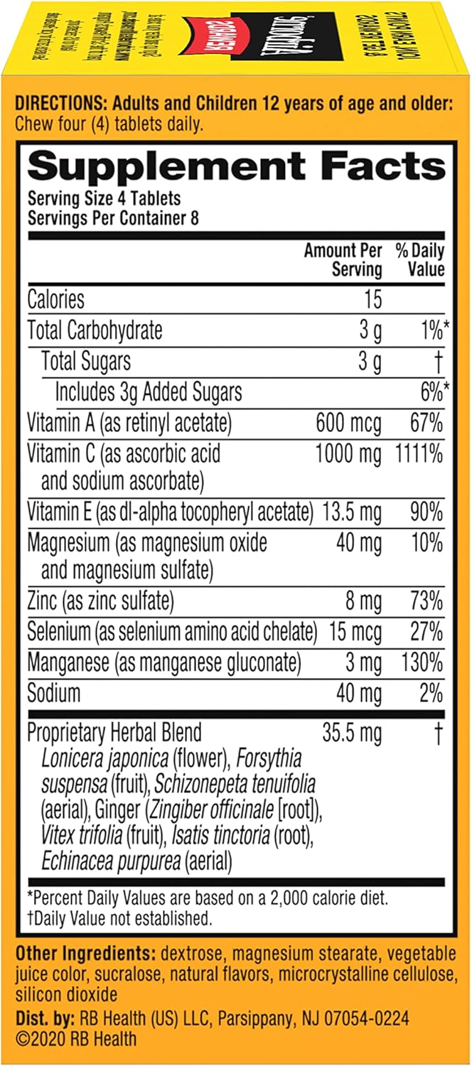 32-Count Airborne Very Berry Chewable Vitamin C Tablets for Immune Support with Zinc & Antioxidants