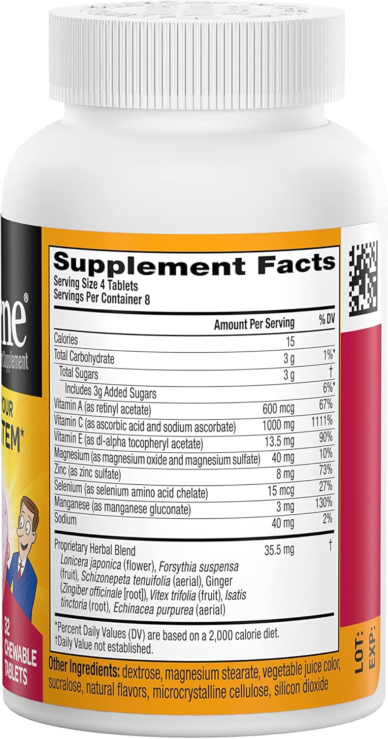 32-Count Airborne Very Berry Chewable Vitamin C Tablets for Immune Support with Zinc & Antioxidants