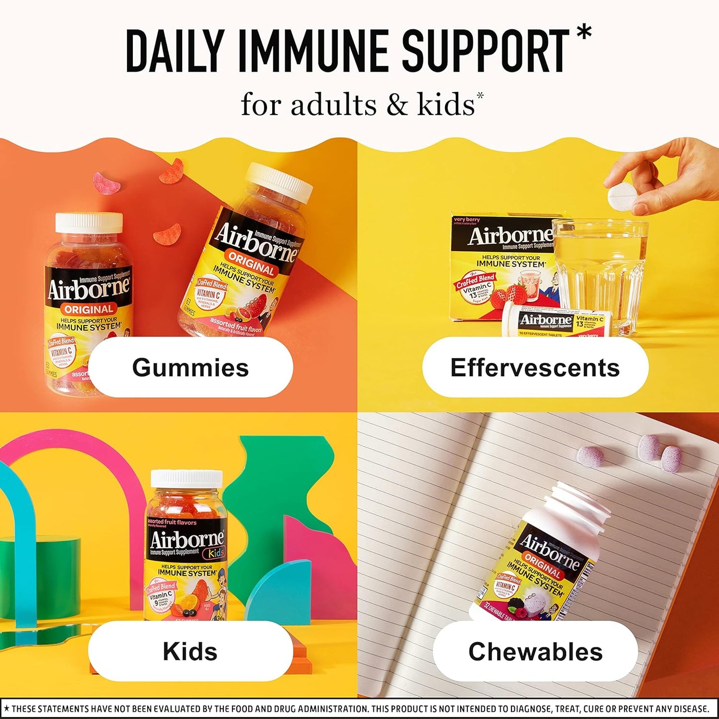 32-Count Airborne Very Berry Chewable Vitamin C Tablets for Immune Support with Zinc & Antioxidants