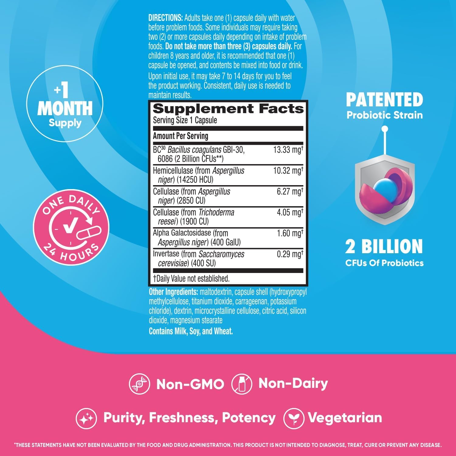 32 Count Digestive Advantage Fast Acting Enzymes and Daily Probiotic Capsules for Gas Prevention and Efficient Food Breakdown