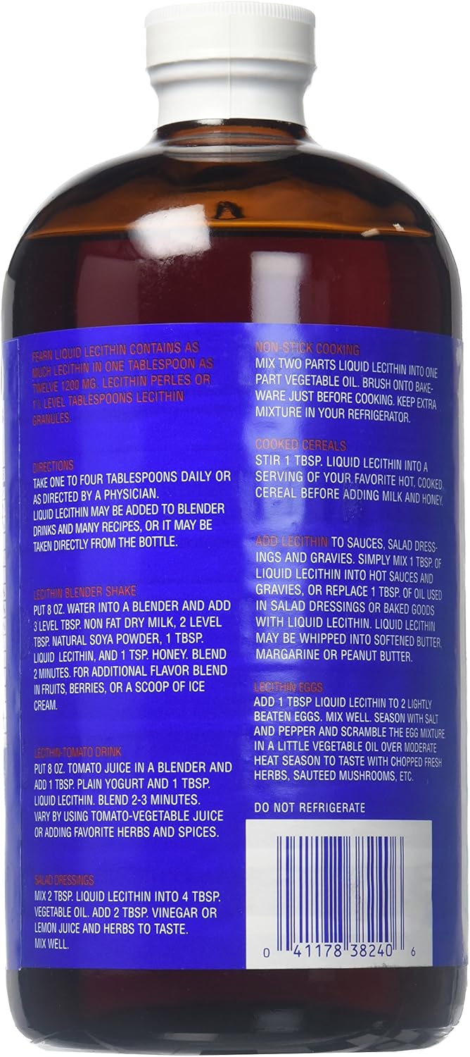 32 fl oz Fearn Liquid Lecithin - Non-GMO, Soy-Free Supplement for Healthy Living
