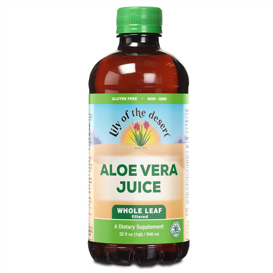 32 Fl Oz Lily of the Desert Aloe Vera Juice - Non-GMO Whole Leaf Filtered Aloe Drink with Digestive Enzymes for Gut Health, Skin, Wellness