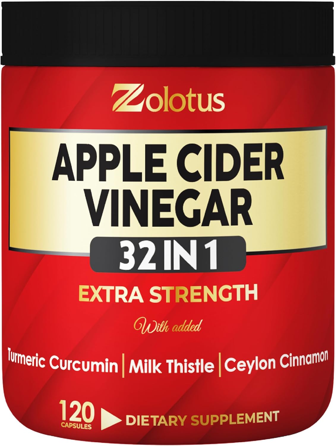 32-in-1 Apple Cider Vinegar Capsules with Turmeric, Cinnamon, Milk Thistle, Elderberry, Quercetin for Digestion & Immune Support - 120 Caps