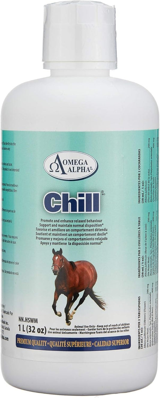 32 Ounces Omega Alpha Chill Calming Formula for Horses - Stress Relief Supplement