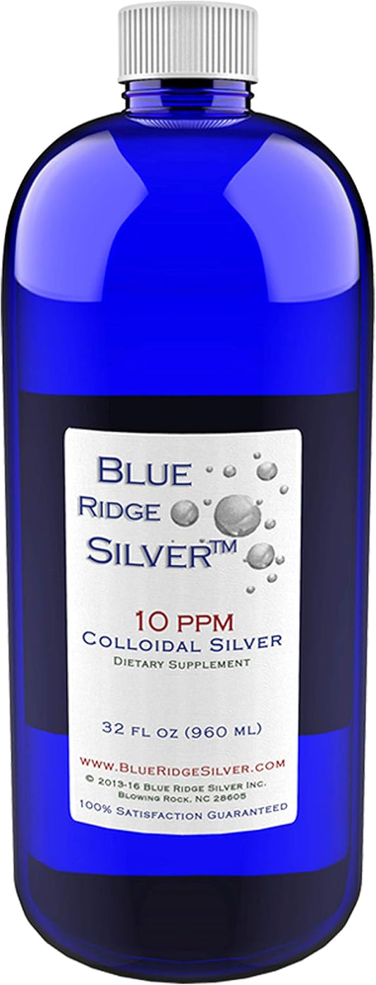 32 oz Blue Ridge Silver Colloidal Silver 10 ppm - Natural Immune Support Health Supplement