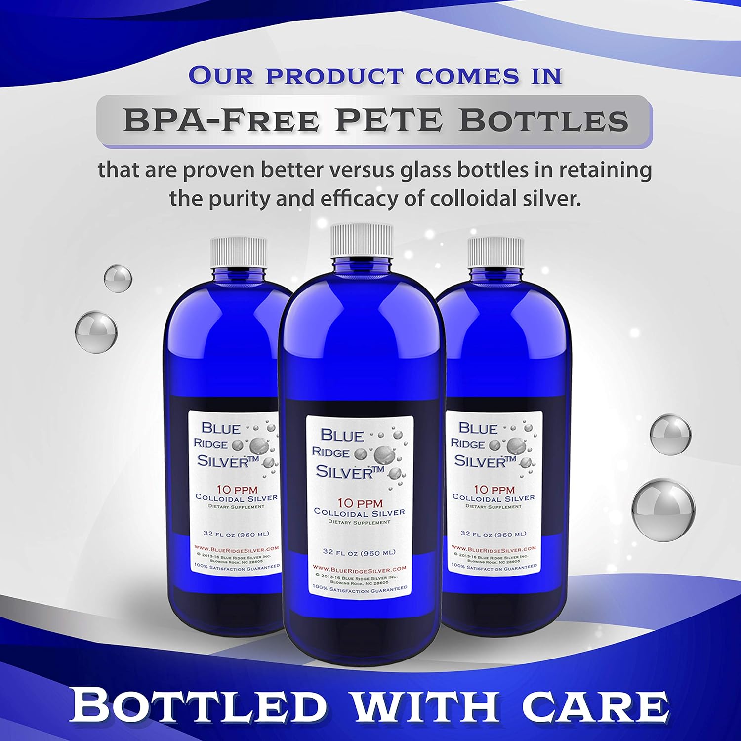 32 oz Blue Ridge Silver Colloidal Silver 10 ppm - Natural Immune Support Health Supplement