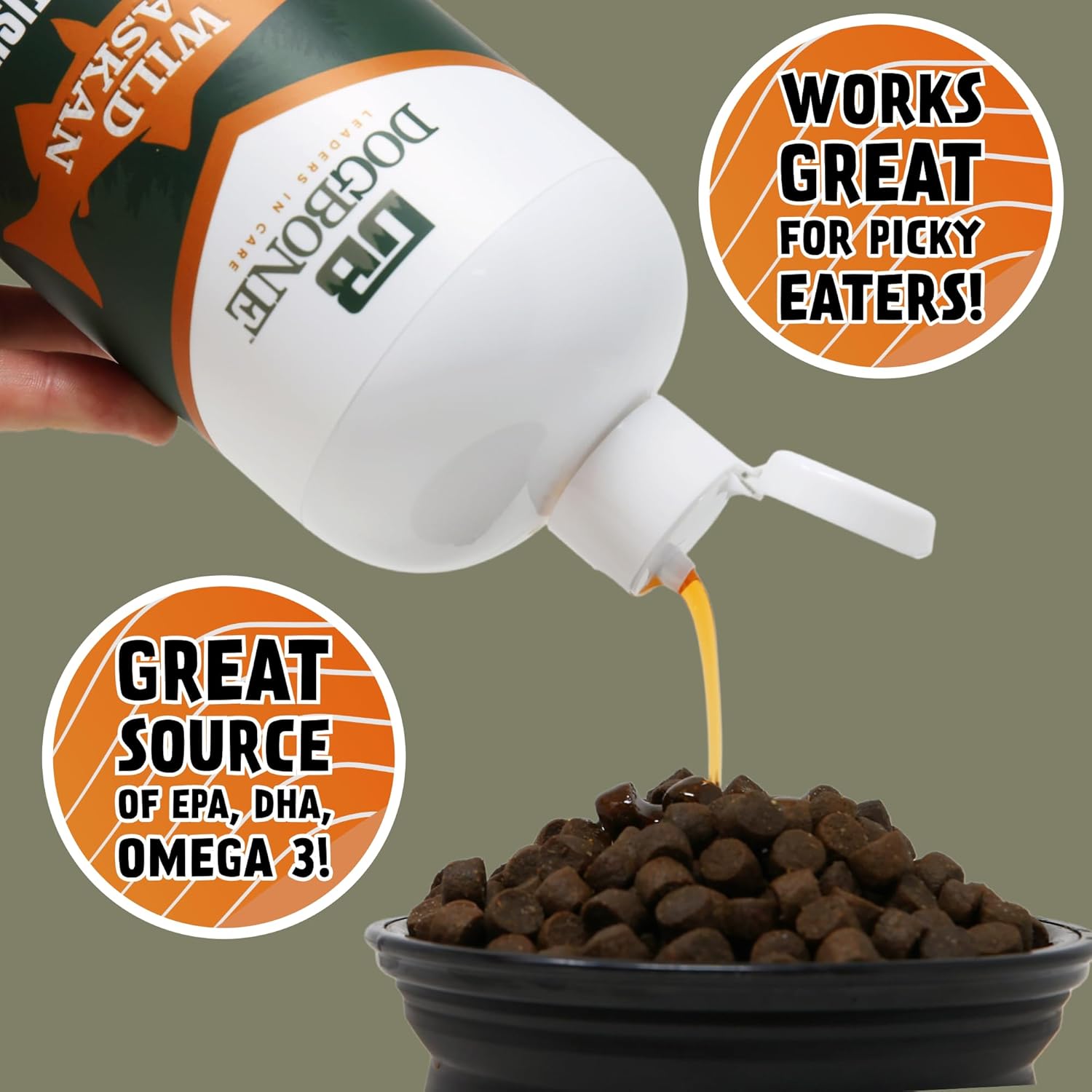 32 oz DogBone Salmon Oil for Dogs | Omega 3 Joint Supplement for Dogs | Wild Alaskan Fish Oil for Dogs Skin and Coat