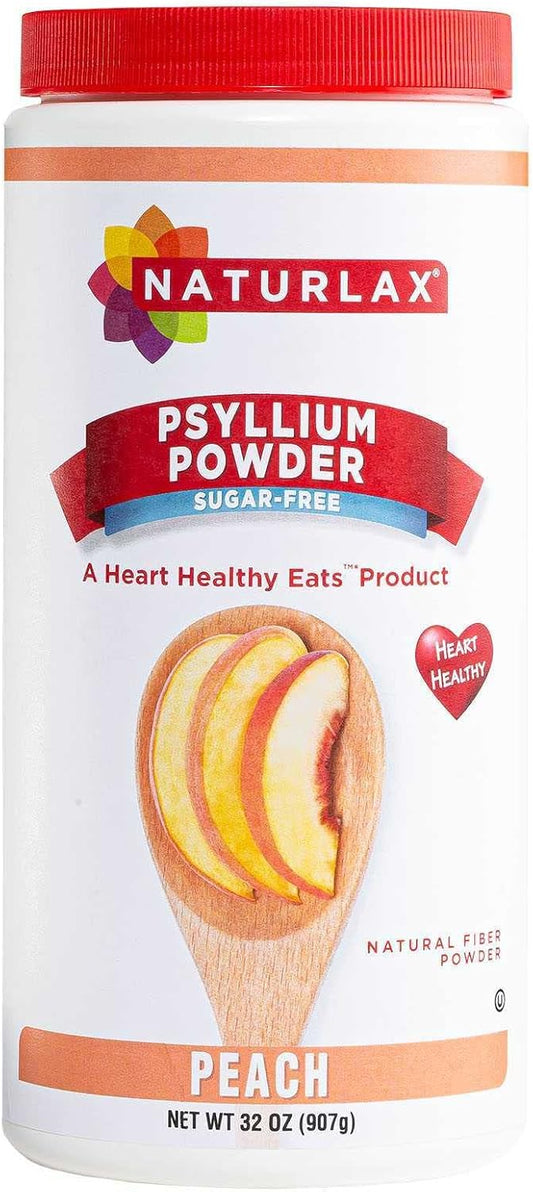 32 oz Naturlax Sugar-Free Peach Flavored Psyllium Husk Fiber Powder