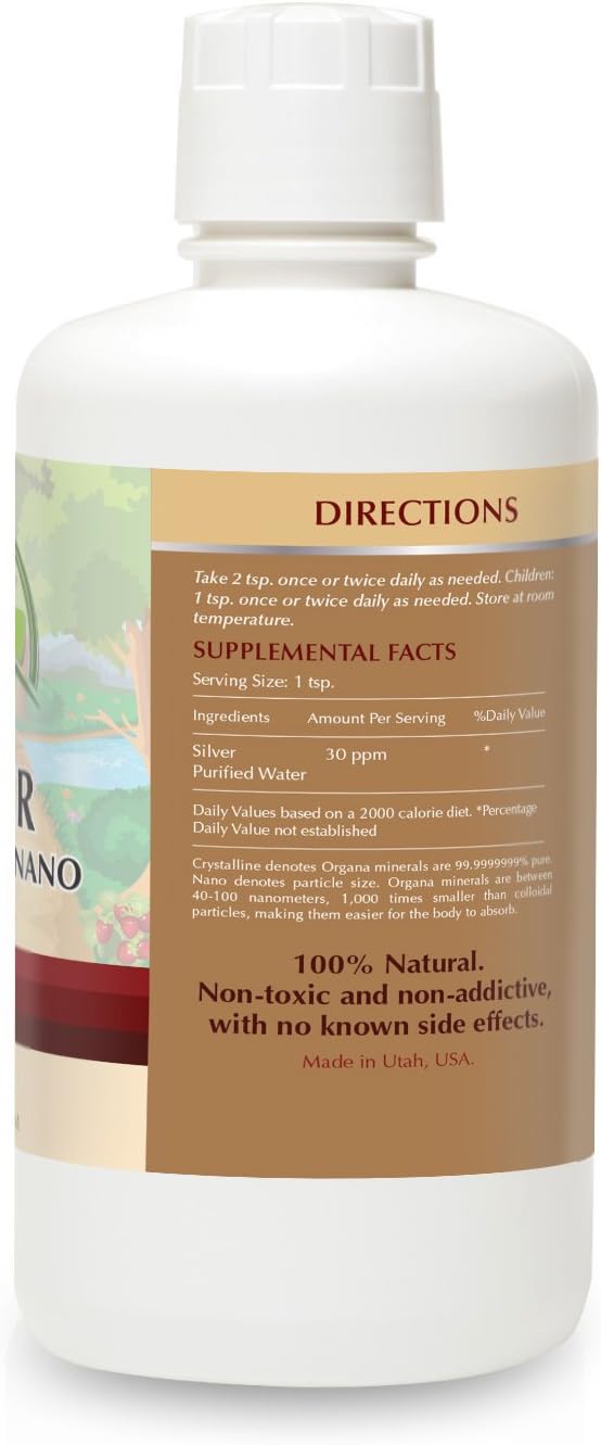 32 oz NutriNoche Organa Crystalline Nano Colloidal Silver - 30 PPM Concentration